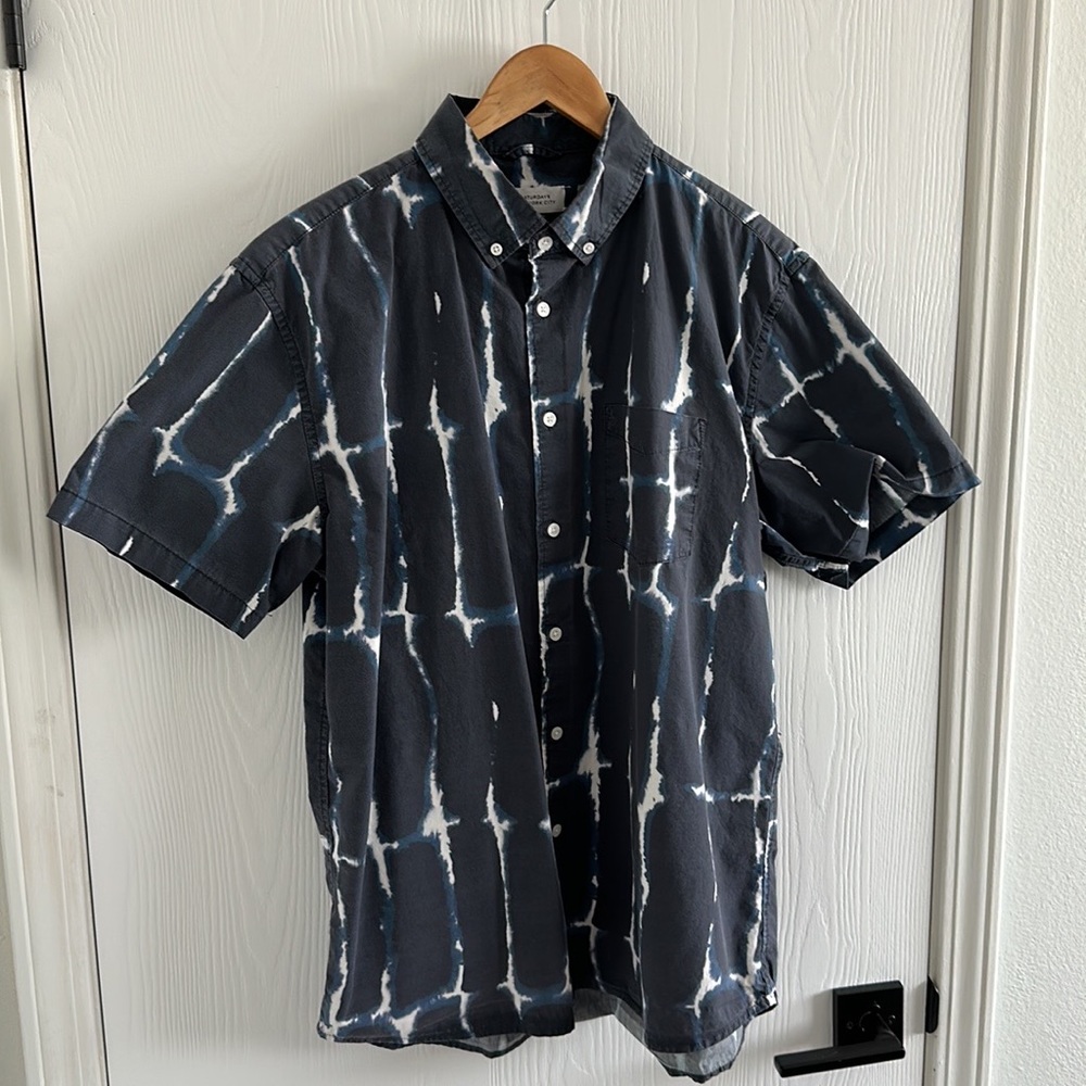 Saturdays NYC Navy Esquina Water Stack Shirt